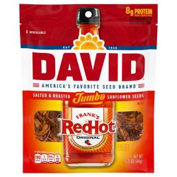 DAVID Jumbo Salted & Roasted Frank's RedHot Flavored Sunflower Seeds Jumbo 5.25 oz