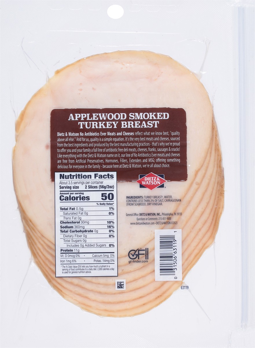 slide 6 of 9, Dietz & Watson Applewood Smoked Turkey Breast 7 oz, 7 oz