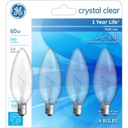 GE 25 Watt Blunt Tip Candelabra Base Multi Use Decorative, Clear Bulb