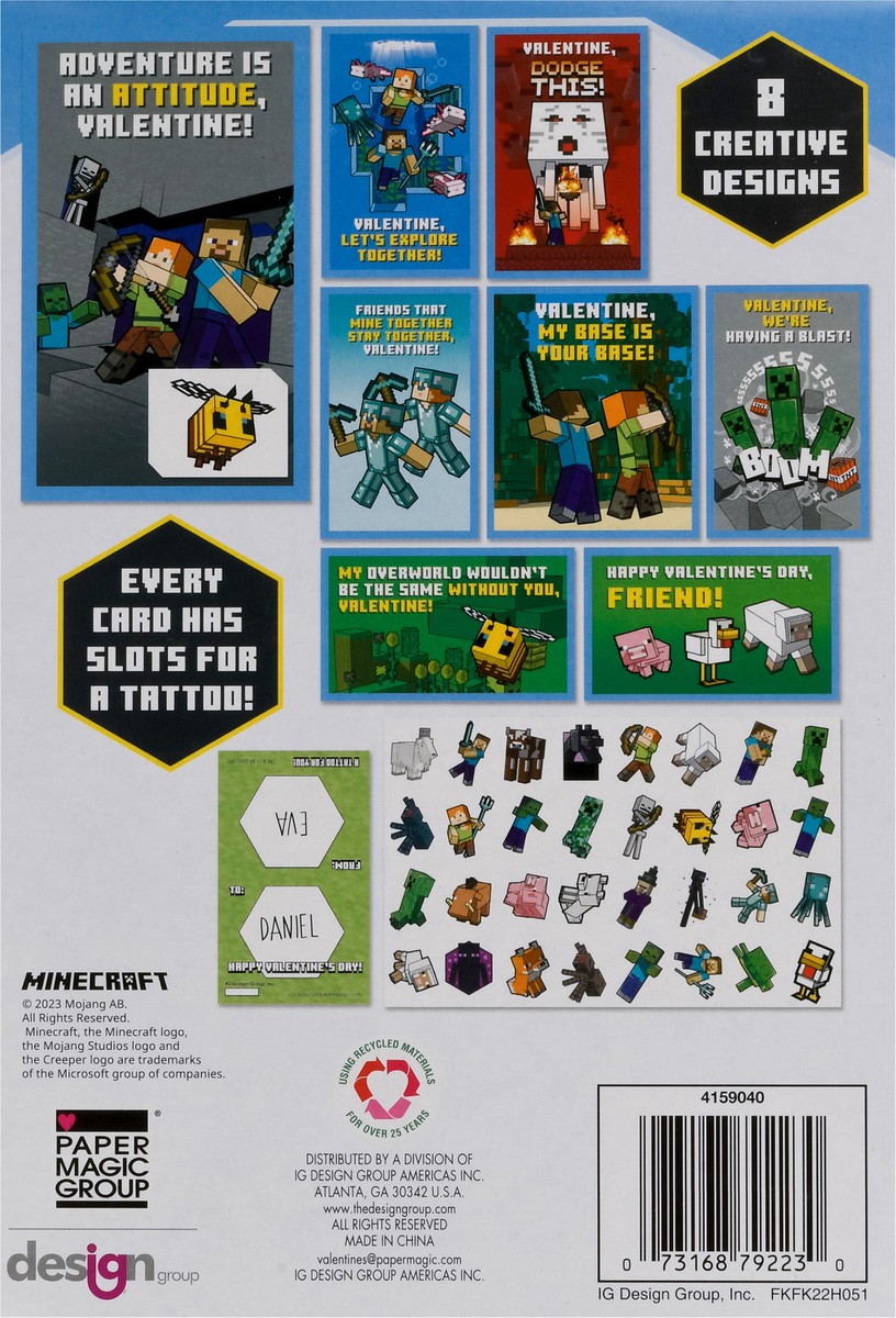 slide 9 of 10, IG Design Group Minecraft Valentines with Tattoos 32 Pieces 1 ea, 1 ct