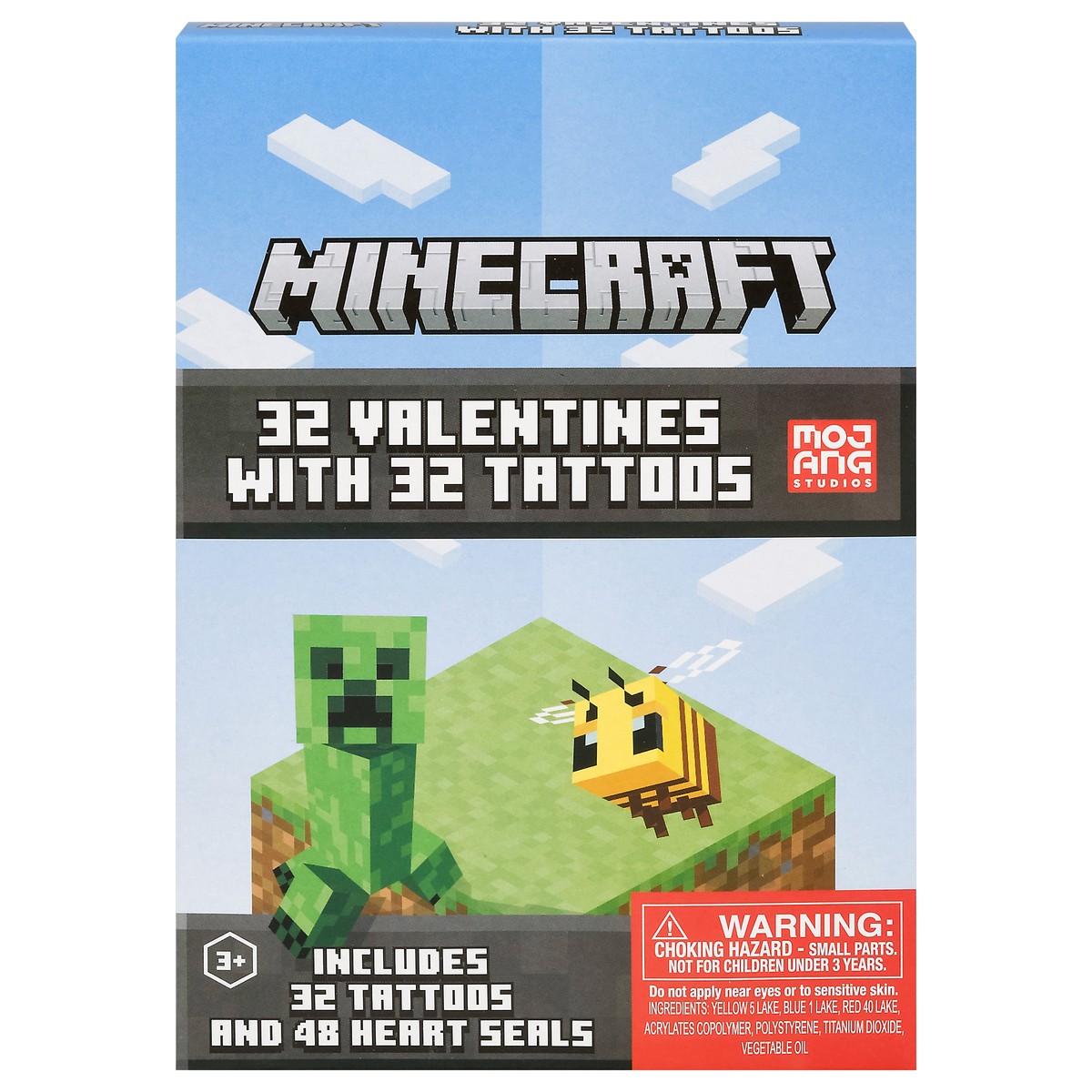 slide 1 of 1, IG Design Group Minecraft Valentines with Tattoos 32 Pieces 1 ea, 1 ea