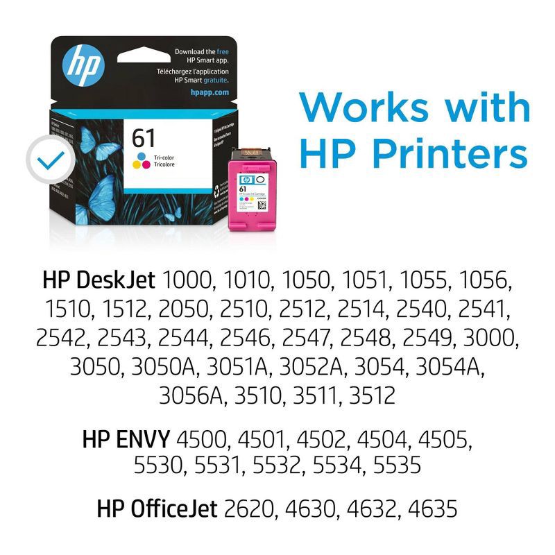 slide 3 of 15, HP Inc. HP 61 Single Ink Cartridge - Tri-color (CH562WN): Standard Yield, Multiple Colors, 1 ct