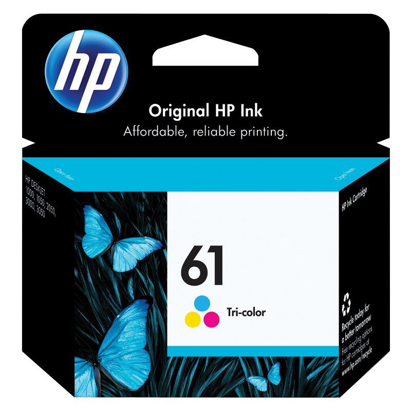 slide 1 of 5, HP Inc. HP 61 Single Ink Cartridge - Tri-color (CH562WN), 1 ct