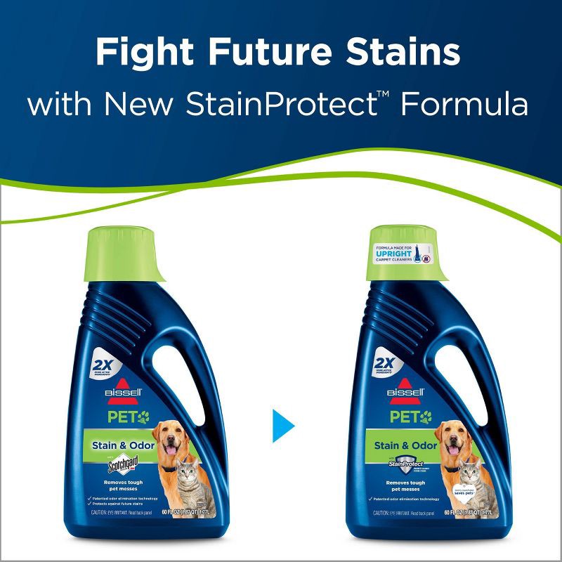 slide 5 of 9, BISSELL 2X Pet Stain & Odor 60oz. Upright Carpet Cleaner Formula - 99K52: Liquid Solution for Carpets & Upholstery, 60 oz