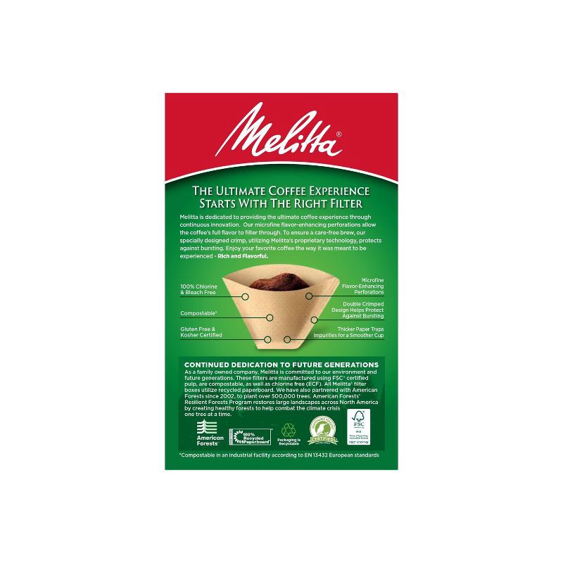 slide 2 of 9, Melitta 100ct Coffee Filters - Natural Brown: Compatible with 4-6 Cup Makers, Disposable Paper, 100 ct