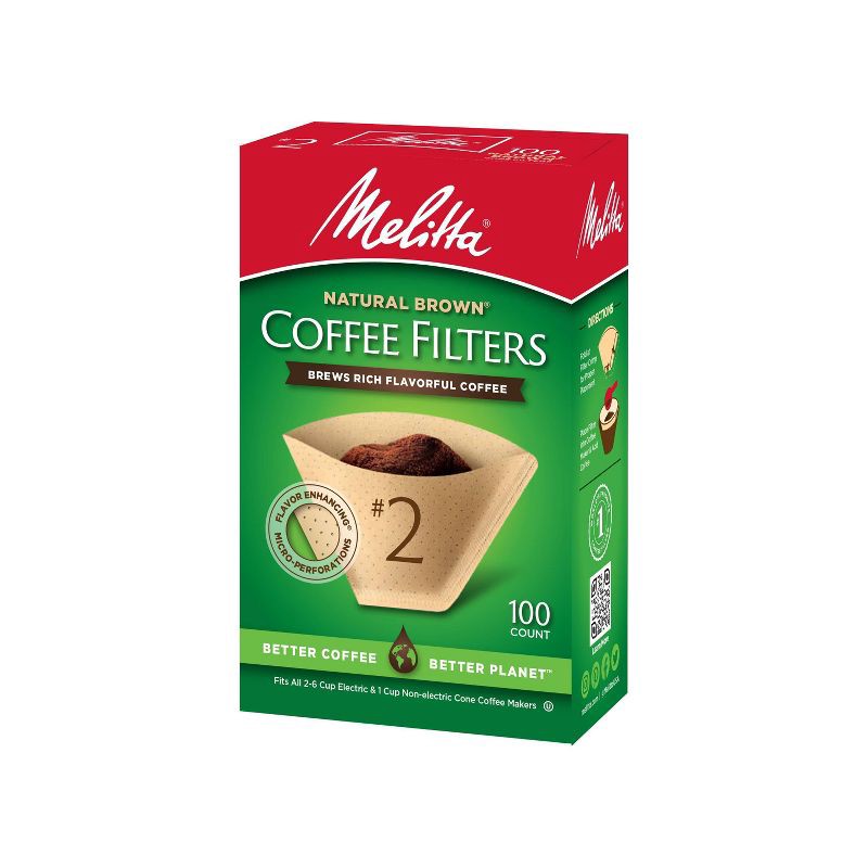 slide 6 of 9, Melitta 100ct Coffee Filters - Natural Brown: Compatible with 4-6 Cup Makers, Disposable Paper, 100 ct