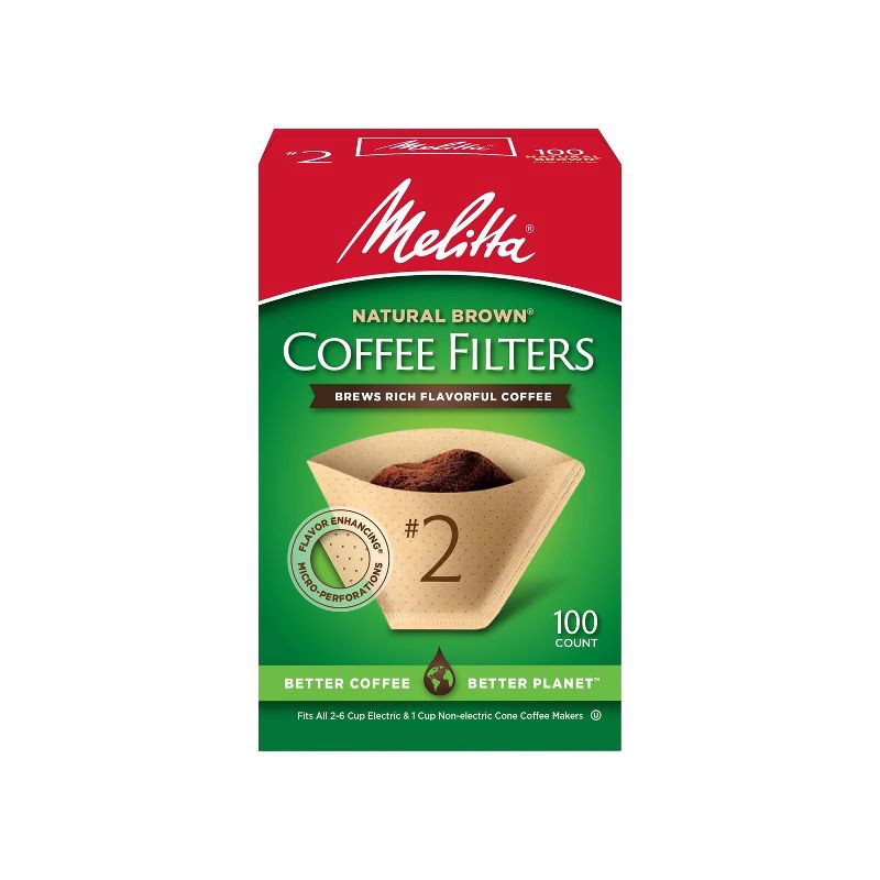 slide 7 of 9, Melitta 100ct Coffee Filters - Natural Brown: Compatible with 4-6 Cup Makers, Disposable Paper, 100 ct