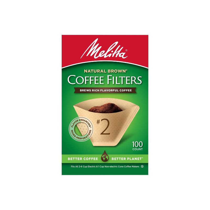 slide 1 of 9, Melitta 100ct Coffee Filters - Natural Brown: Compatible with 4-6 Cup Makers, Disposable Paper, 100 ct