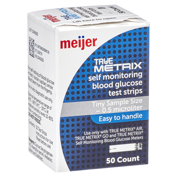 slide 4 of 29, Meijer True Metrix Self Monitoring Blood Glucose Test Strips, 50 ct