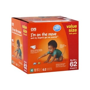 slide 1 of 1, CVS Pharmacy Diapers Size 4 (22-37 Lbs) Value Size, 62 ct