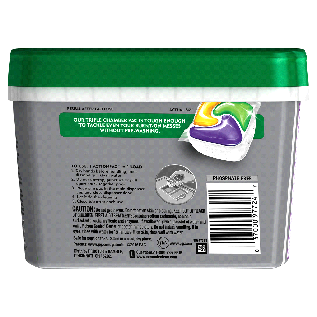 Cascade Platinum ActionPacs Lemon Scent Dishwasher Detergent 48