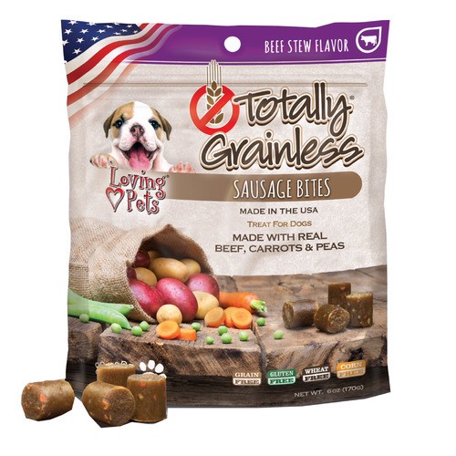 slide 1 of 1, Loving Pets® Totally Grainless™ sausage bites, beef stew, 6 oz