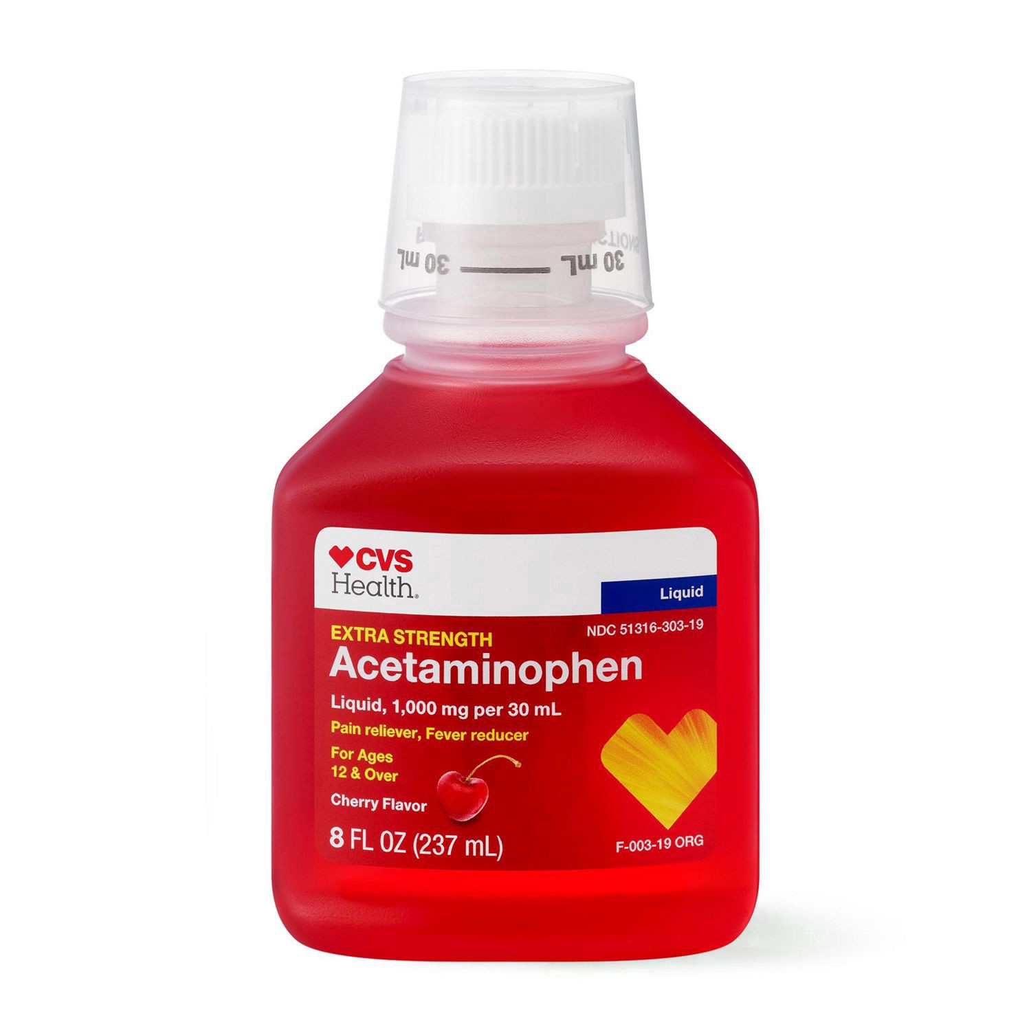 slide 1 of 1, Cvs Health Extra Strength Acetaminophen Pain Reliever & Fever Reducer 500 Mg Liquid, Cherry, 8 Fl Oz, 8 oz