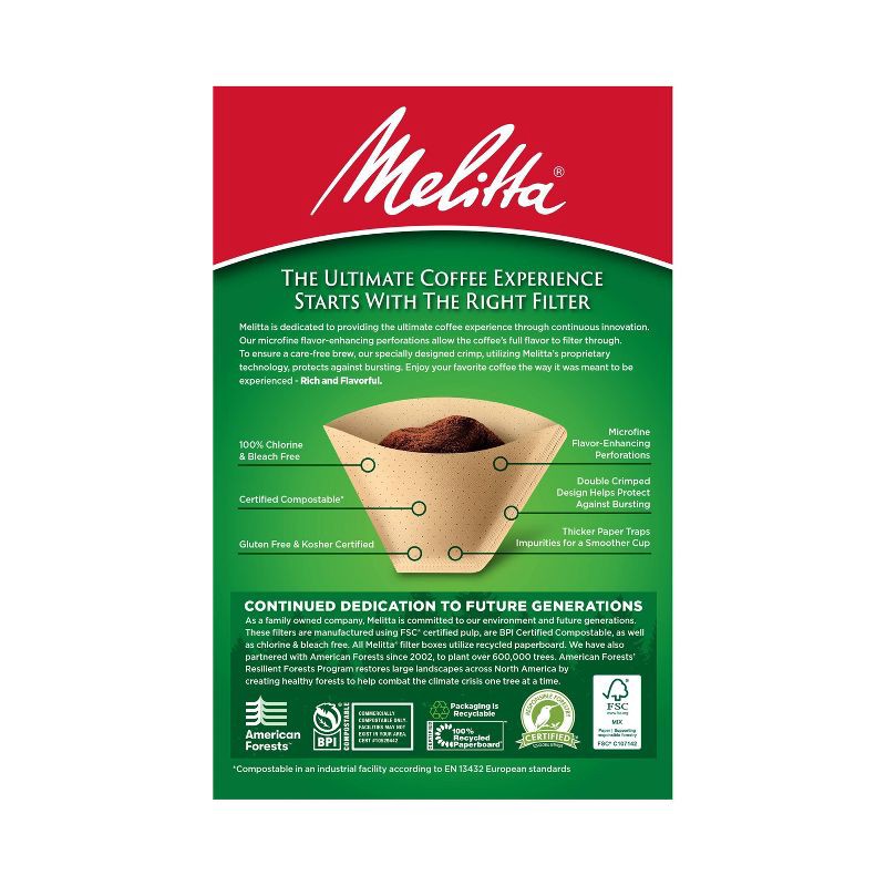 slide 2 of 9, Melitta Natural Brown #4 Coffee Filter 100ct: Paper Filters for 8-12 Cup Drip Coffee Makers, Disposable, 6"x4", 100 ct