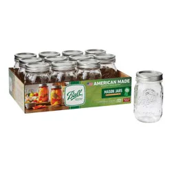Ball 16oz 12pk Glass Regular Mouth Mason Jar with Lid and Band