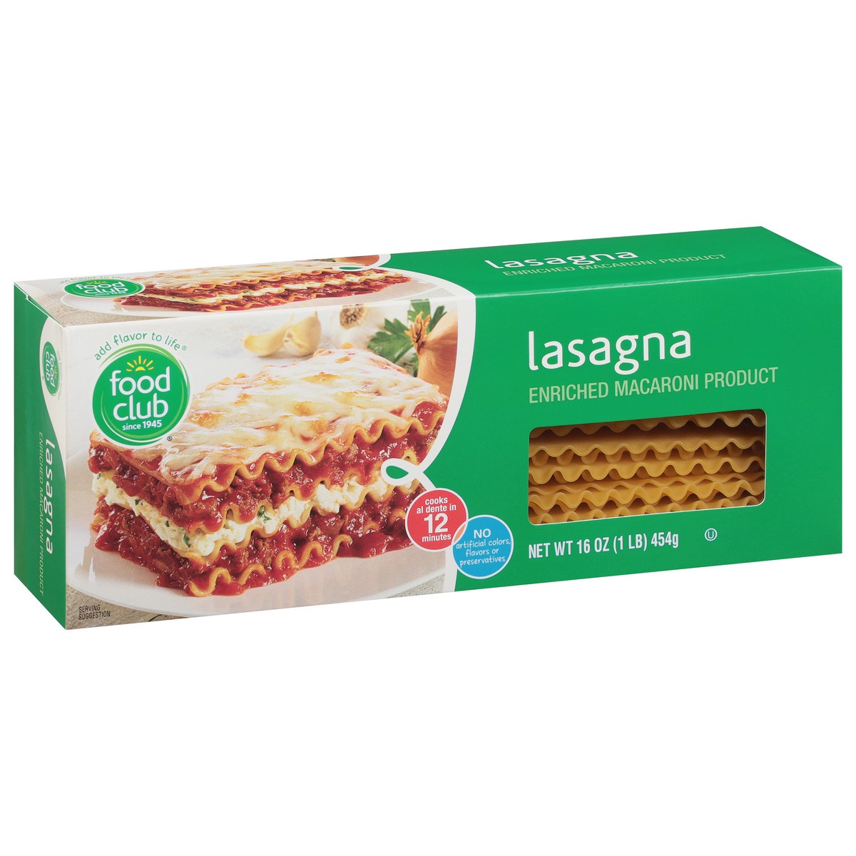 slide 2 of 9, Food Club Lasagna Pasta, 16 oz