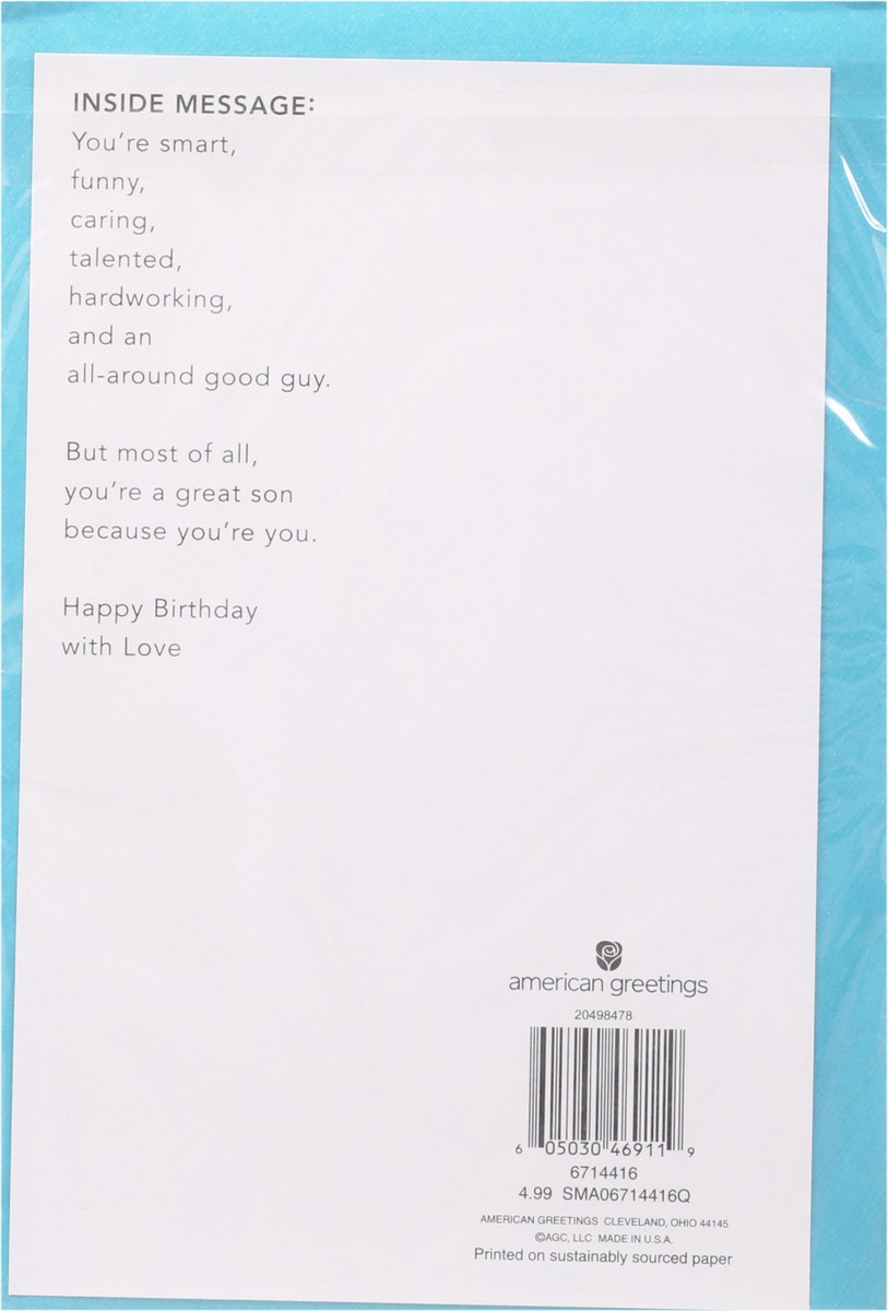 slide 8 of 9, American Greetings Birthday Card for Son (To A Great Son), 1 ct