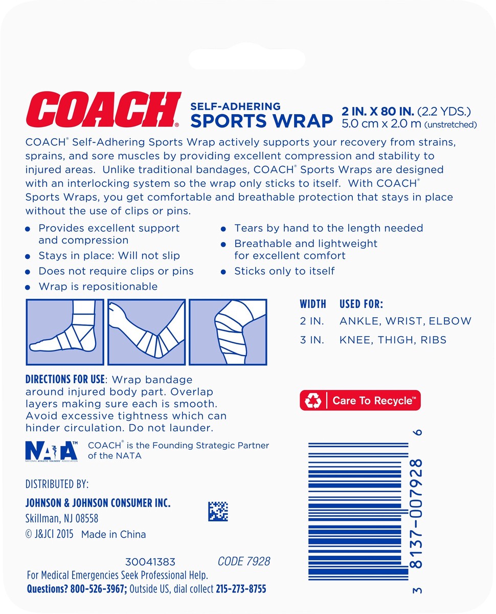 slide 5 of 8, Johnson & Johnson Coach Self-Adhering Elastic Bandage, 1 ct