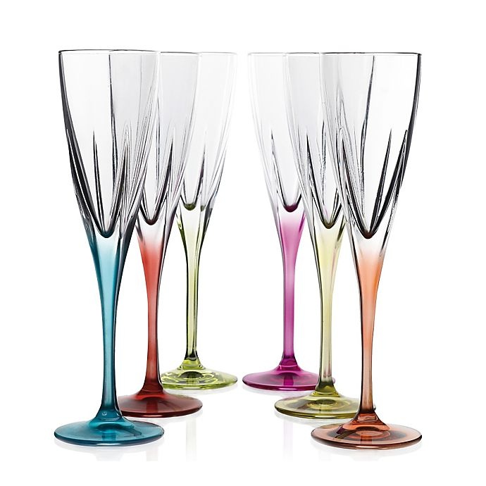 slide 1 of 1, Lorren Home Trends Fusion Champagne Flutes - Multi, 6 ct