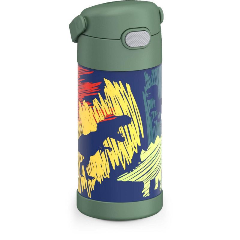 slide 3 of 9, Thermos Stainless-Steel Funtainer Bottle, 12 Oz, Dinosaur Print, 1 ct