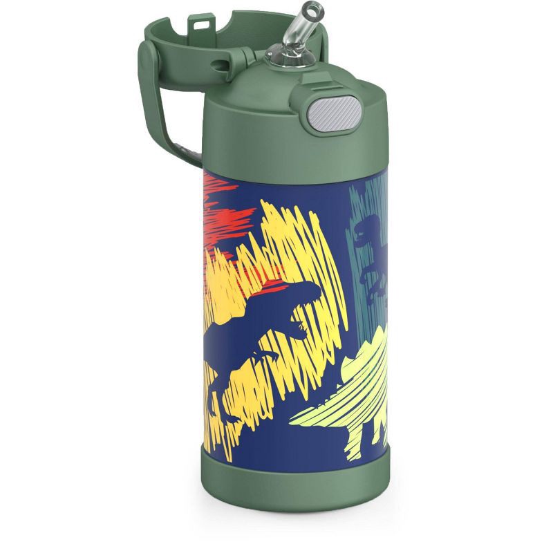 slide 4 of 9, Thermos Stainless-Steel Funtainer Bottle, 12 Oz, Dinosaur Print, 1 ct