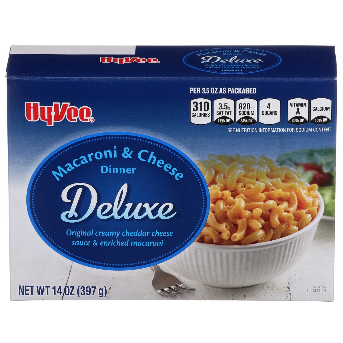 slide 1 of 1, Hy-vee Deluxe Macaroni & Cheese Dinner, 14 oz