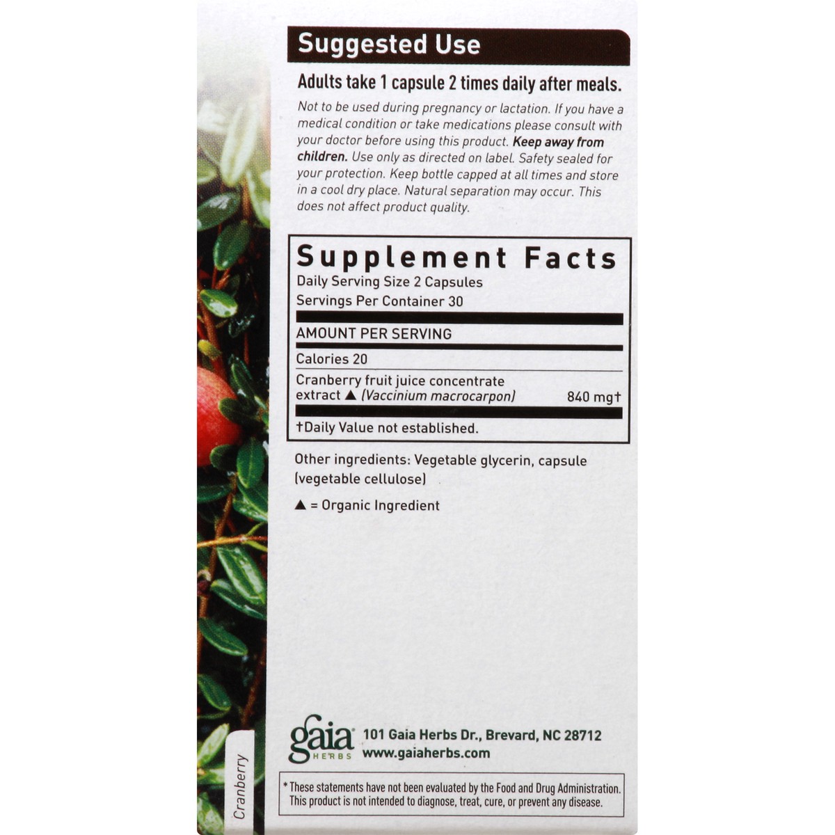 slide 8 of 9, Gaia Herbs Urinary Tract Support Cranberry Concentrate 60 Liquid Phyto-Caps, 60 ct