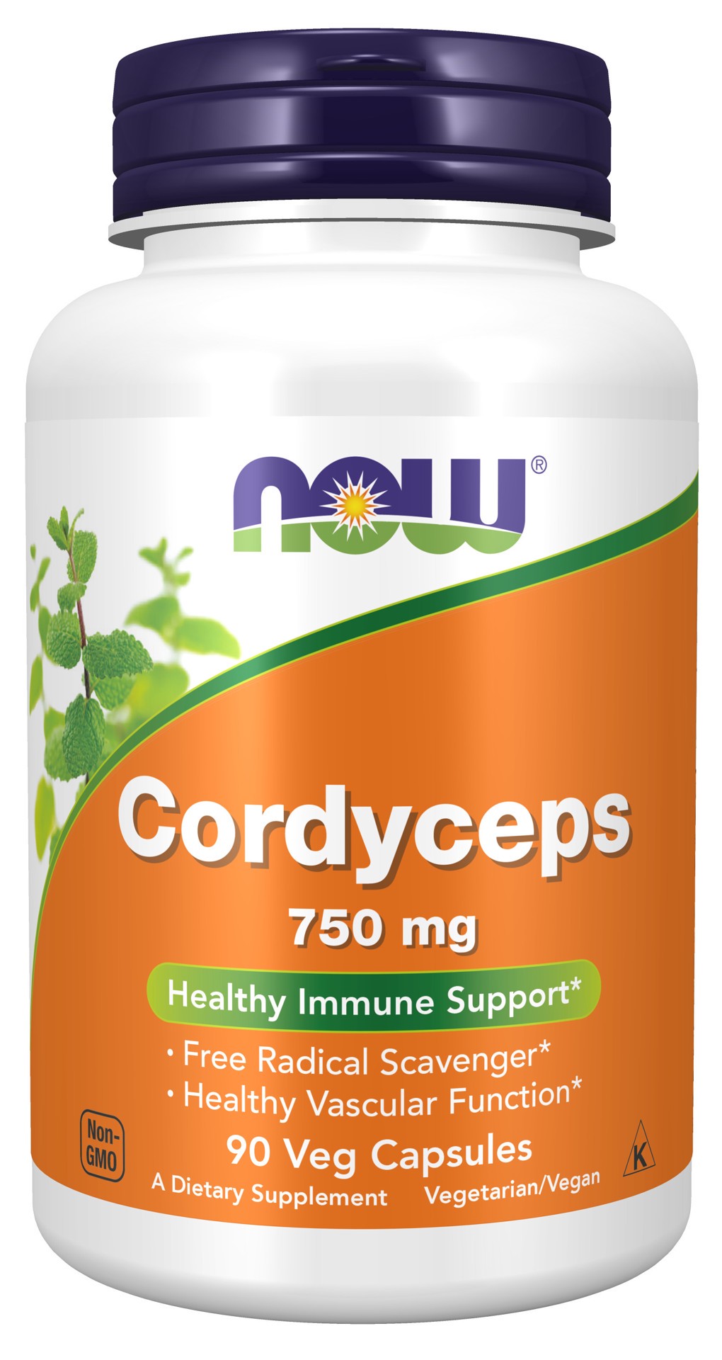 slide 1 of 4, NOW Cordyceps 750 mg - 90 Veg Capsules, 90 ct