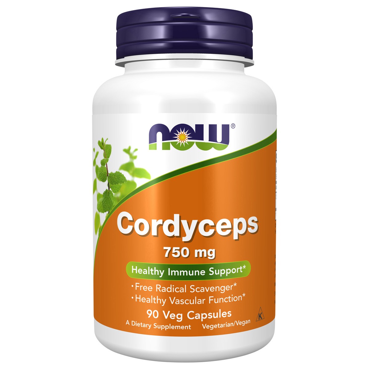 slide 1 of 4, NOW Cordyceps 750 mg - 90 Veg Capsules, 90 ct