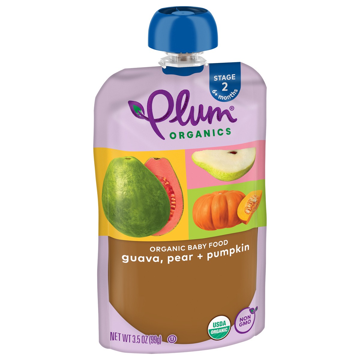 slide 2 of 9, Plum Organics Stage 2 Organic Guava, Pear & Pumpkin 3.5oz Pouch, 3.5 oz