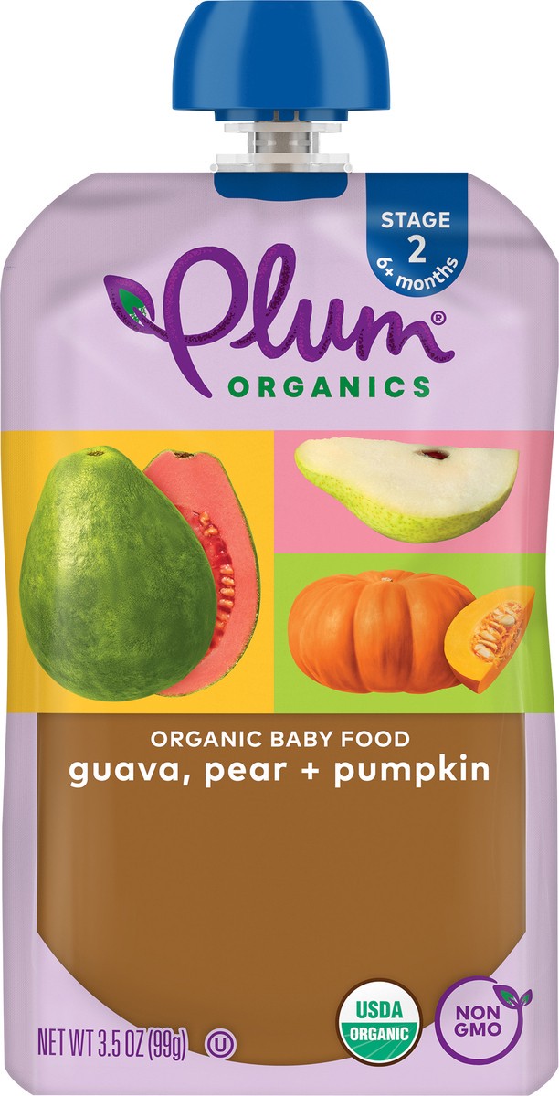 slide 9 of 9, Plum Organics Stage 2 Organic Guava, Pear & Pumpkin 3.5oz Pouch, 3.5 oz