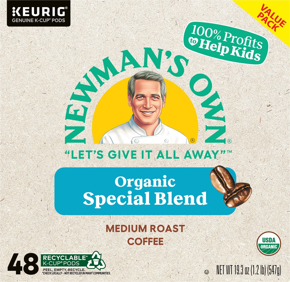 slide 2 of 7, Newman's Own Organics Special Blend Keurig Single-Serve K-Cup Pods, Medium Roast Coffee, 48 Count, 48 ct