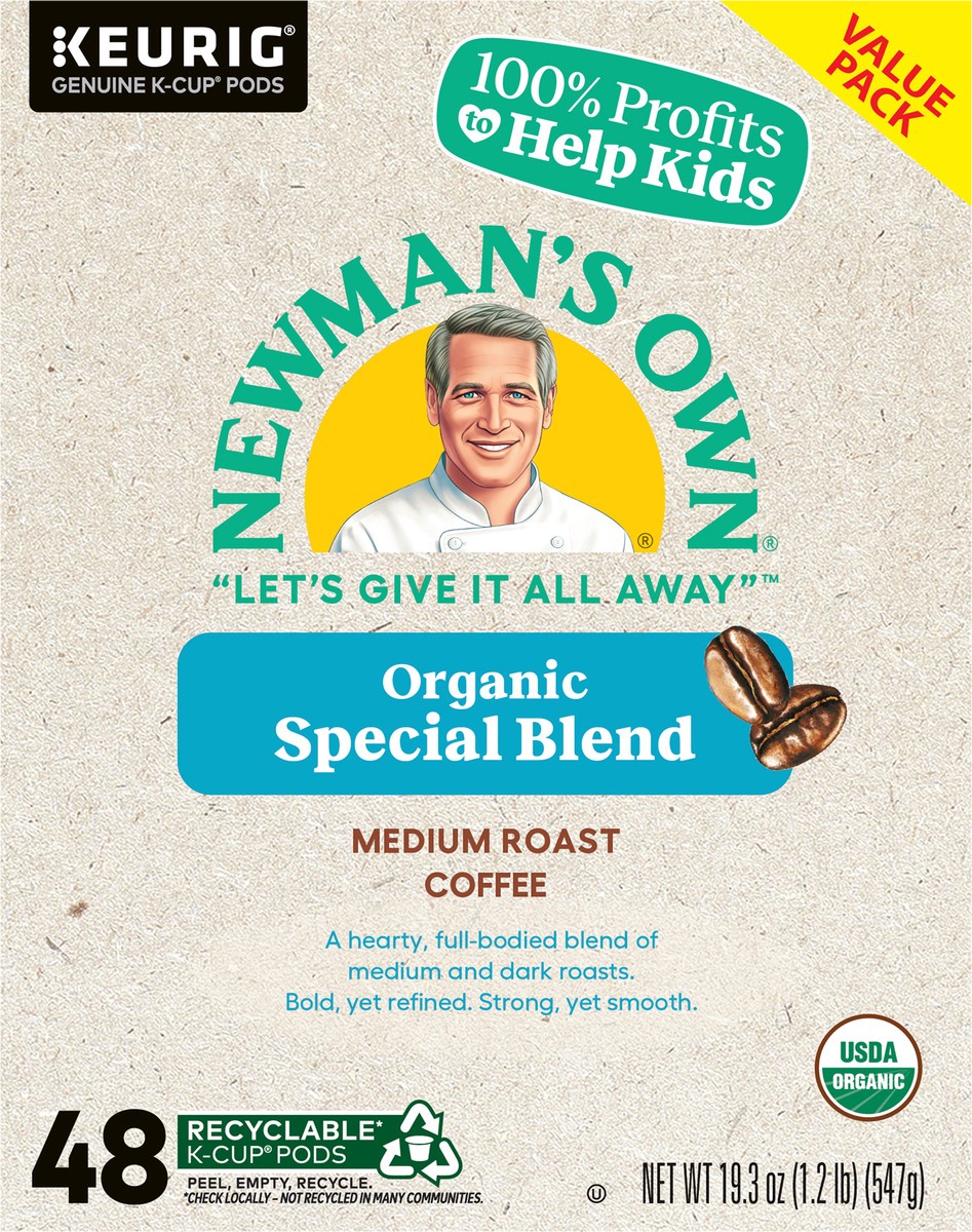 slide 4 of 7, Newman's Own Organics Special Blend Keurig Single-Serve K-Cup Pods, Medium Roast Coffee, 48 Count, 48 ct