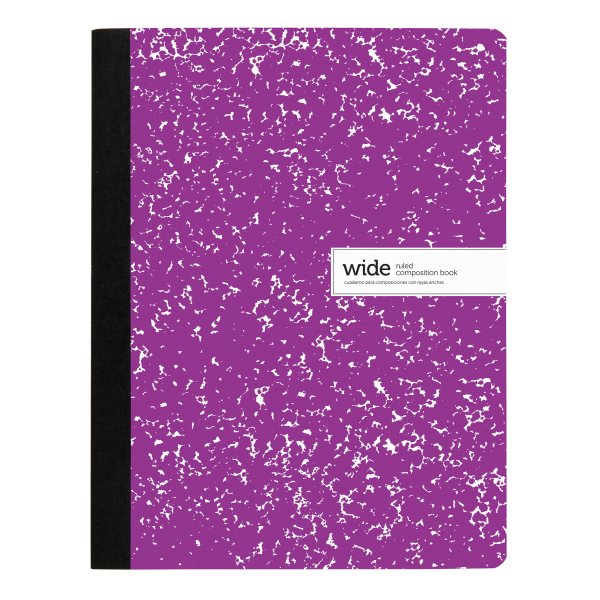slide 1 of 1, Office Depot Brand Composition Notebook, 9-3/4'' X 7-1/2'', Wide Ruled, 200 Pages (100 Sheets), Purple, 100 ct