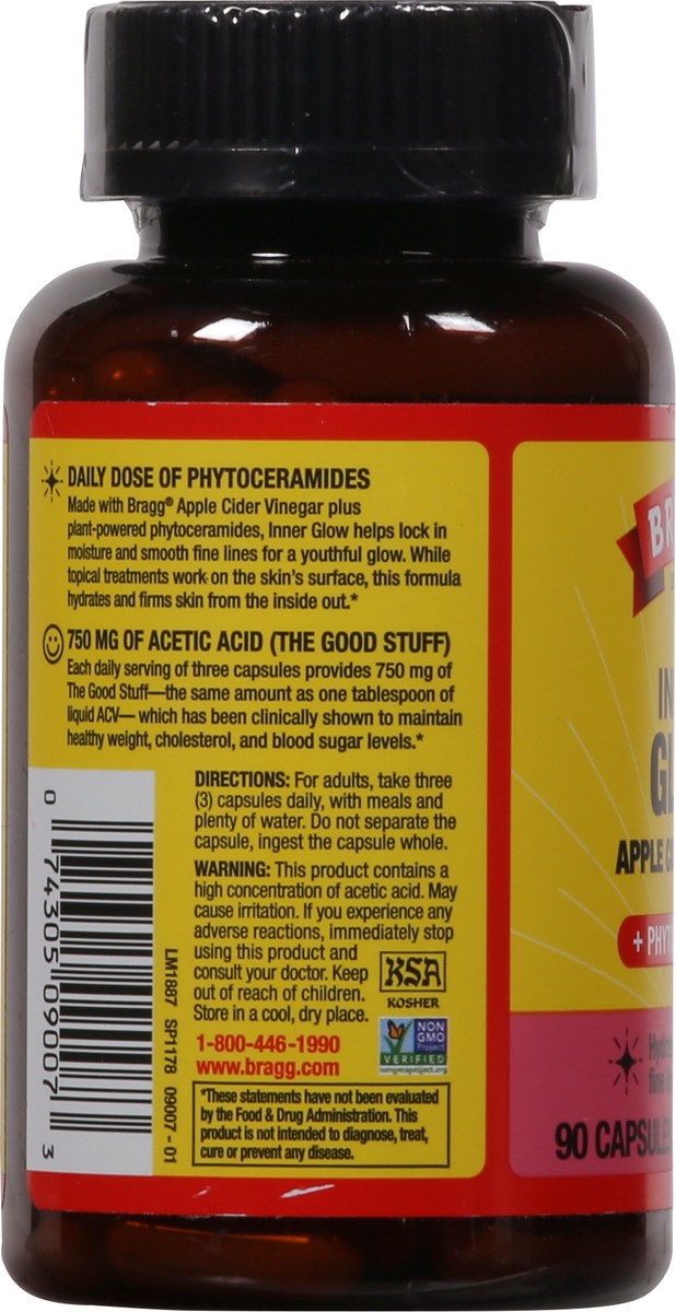 slide 10 of 13, Bragg Capsules Inner Glow Apple Cider Vinegar Apple Cider Vinegar - 90 ct, 90 ct