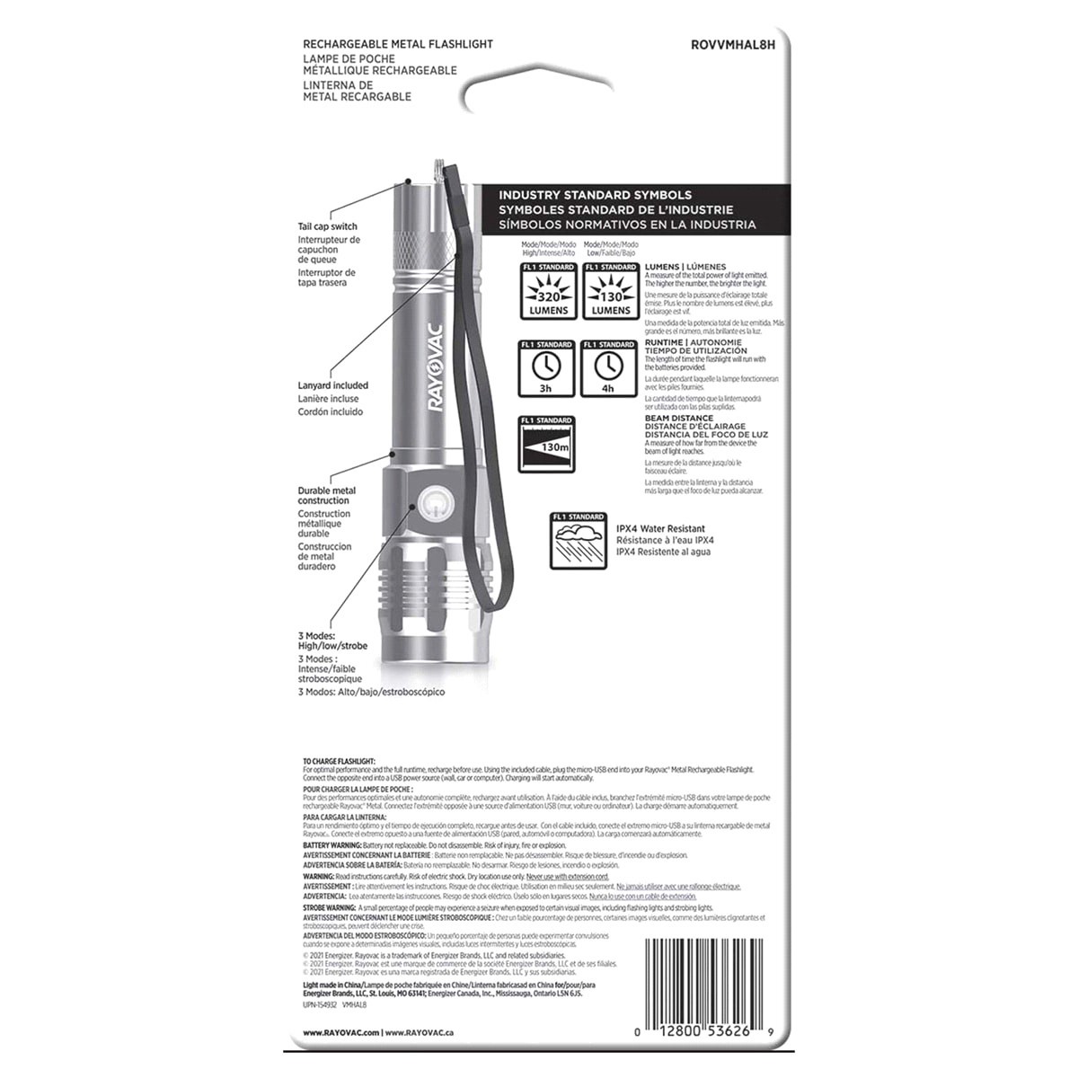slide 2 of 2, Rayovac 320 Lumens Rechargeable LED Flashlight, 1 ct
