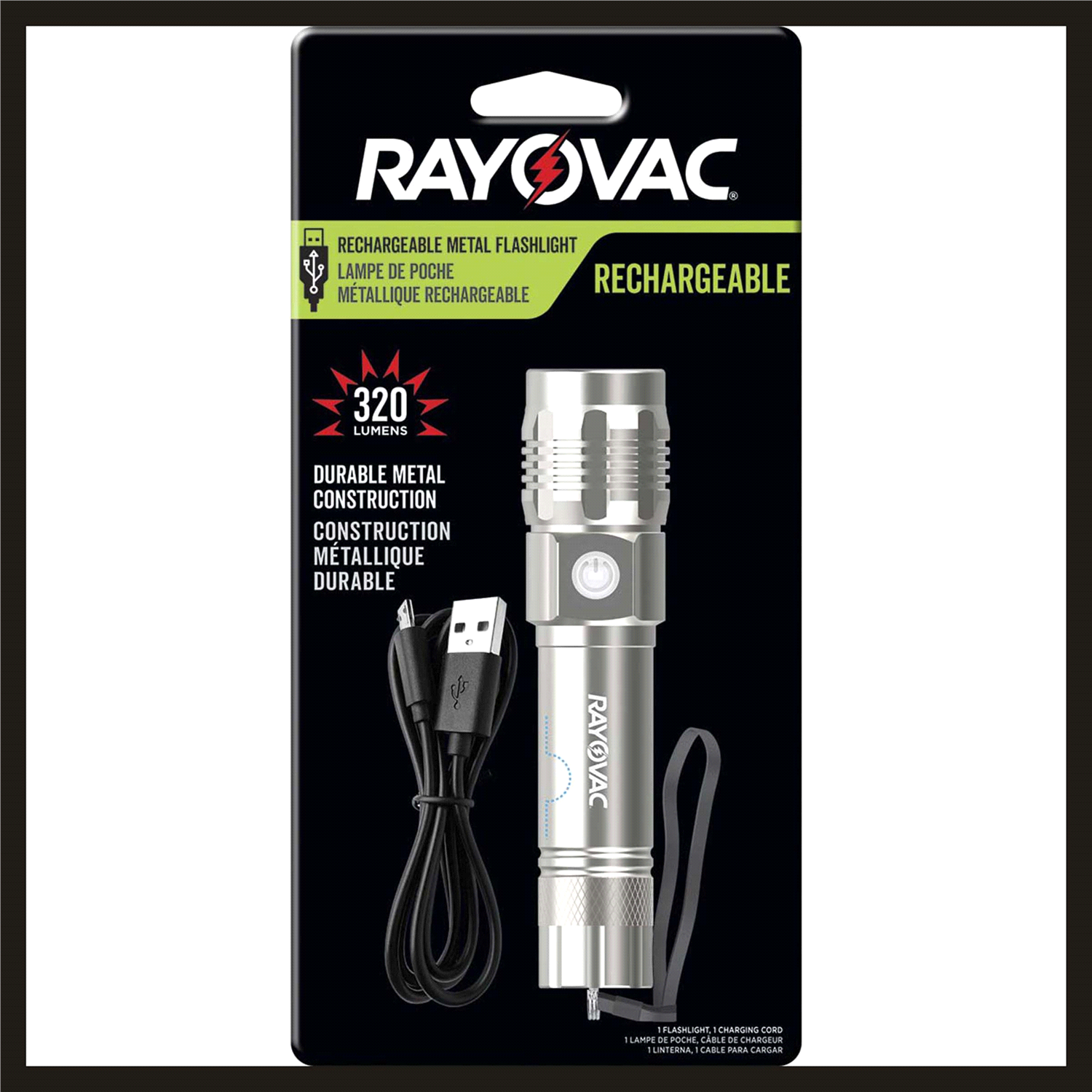 slide 1 of 2, Rayovac 320 Lumens Rechargeable LED Flashlight, 1 ct