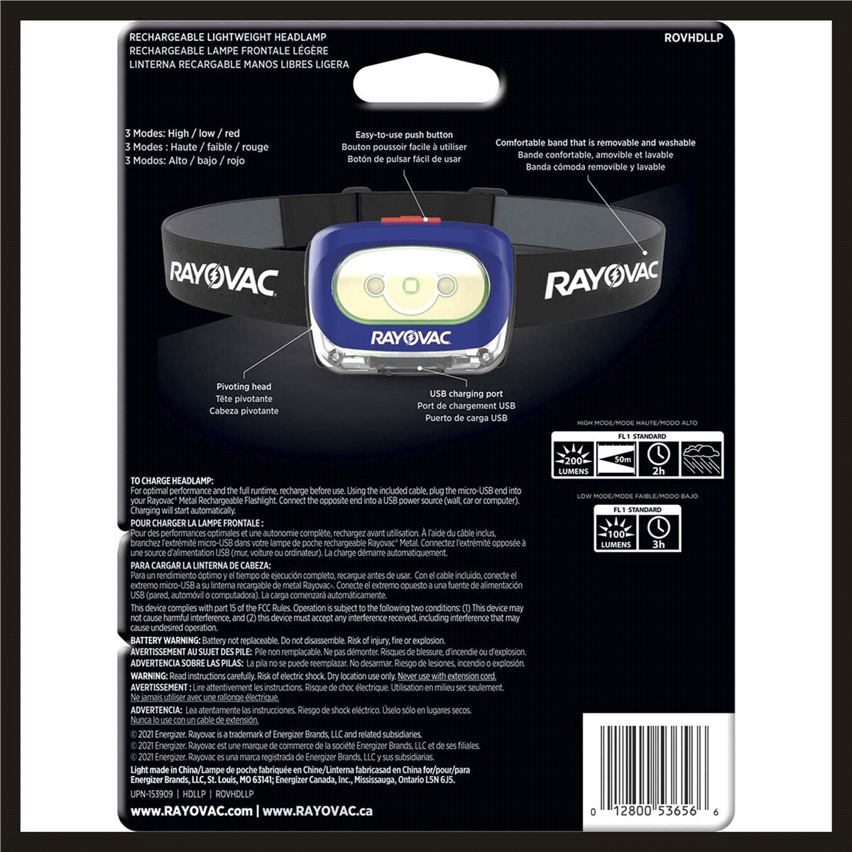 slide 2 of 2, Rayovac Value Rechargeable Headlamp, 1 ct
