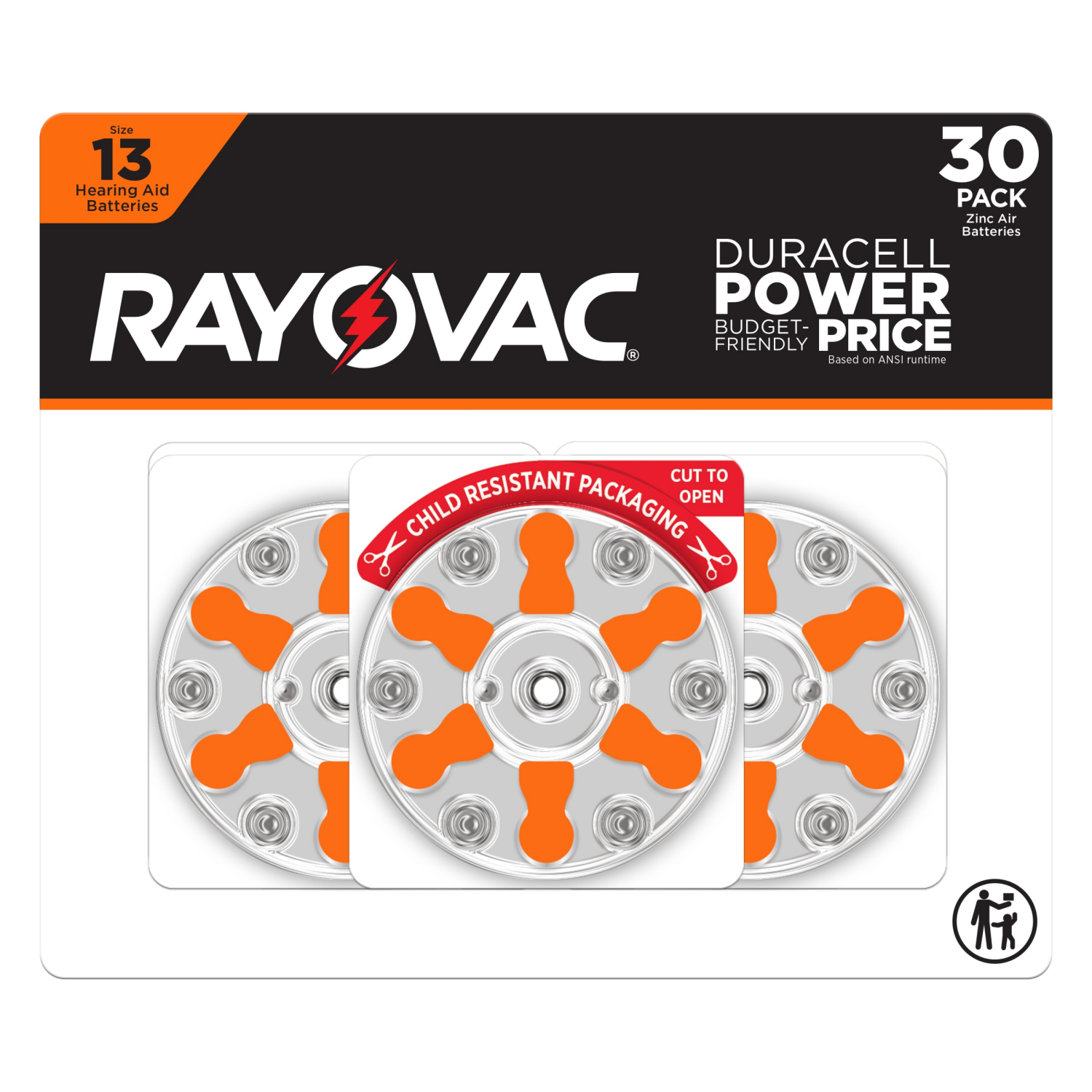 slide 1 of 2, Rayovac Hearing Aid Battery #13 30Pk, 30 ct