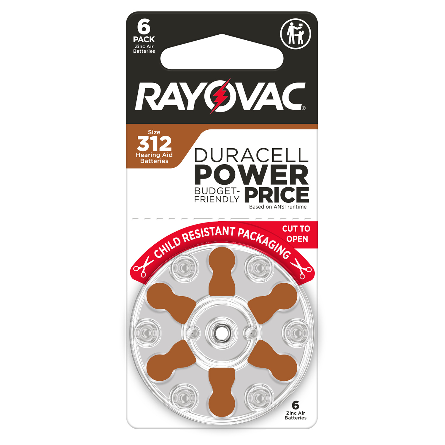 slide 1 of 2, RAYOVAC Size 312 Hearing Aid Batteries (6 Pack), 6 ct