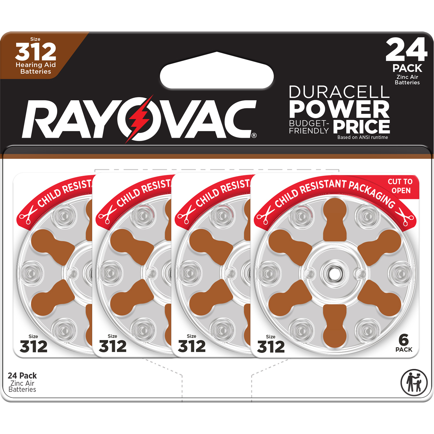 slide 1 of 2, RAYOVAC Size 312 Hearing Aid Batteries (24 Pack), 24 ct