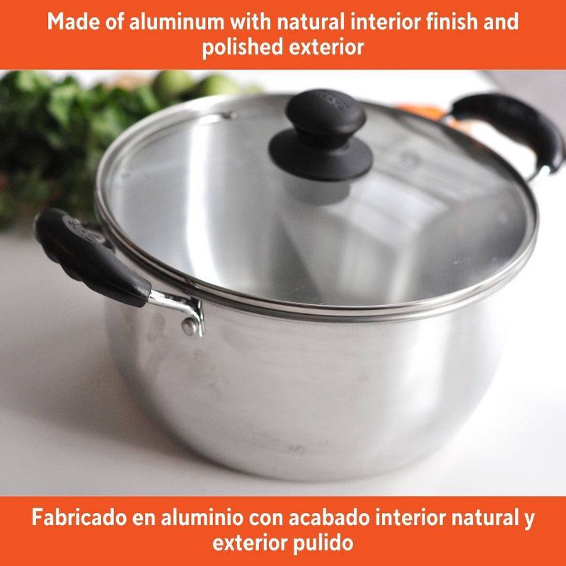 slide 2 of 6, IMUSA 8qt Aluminum Pot with Glass Lid and Bakelite Handles: Medium Soup Pot, Stay-Cool Handle, Even-Heating, 8 qt