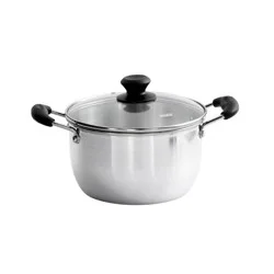 IMUSA 8qt Aluminum Pot with Glass Lid and Bakelite Handles: Medium Soup Pot, Stay-Cool Handle, Even-Heating