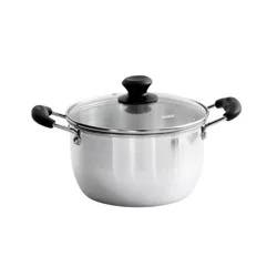 IMUSA 8qt Aluminum Pot with Glass Lid and Bakelite Handles: Medium Soup Pot, Stay-Cool Handle, Even-Heating