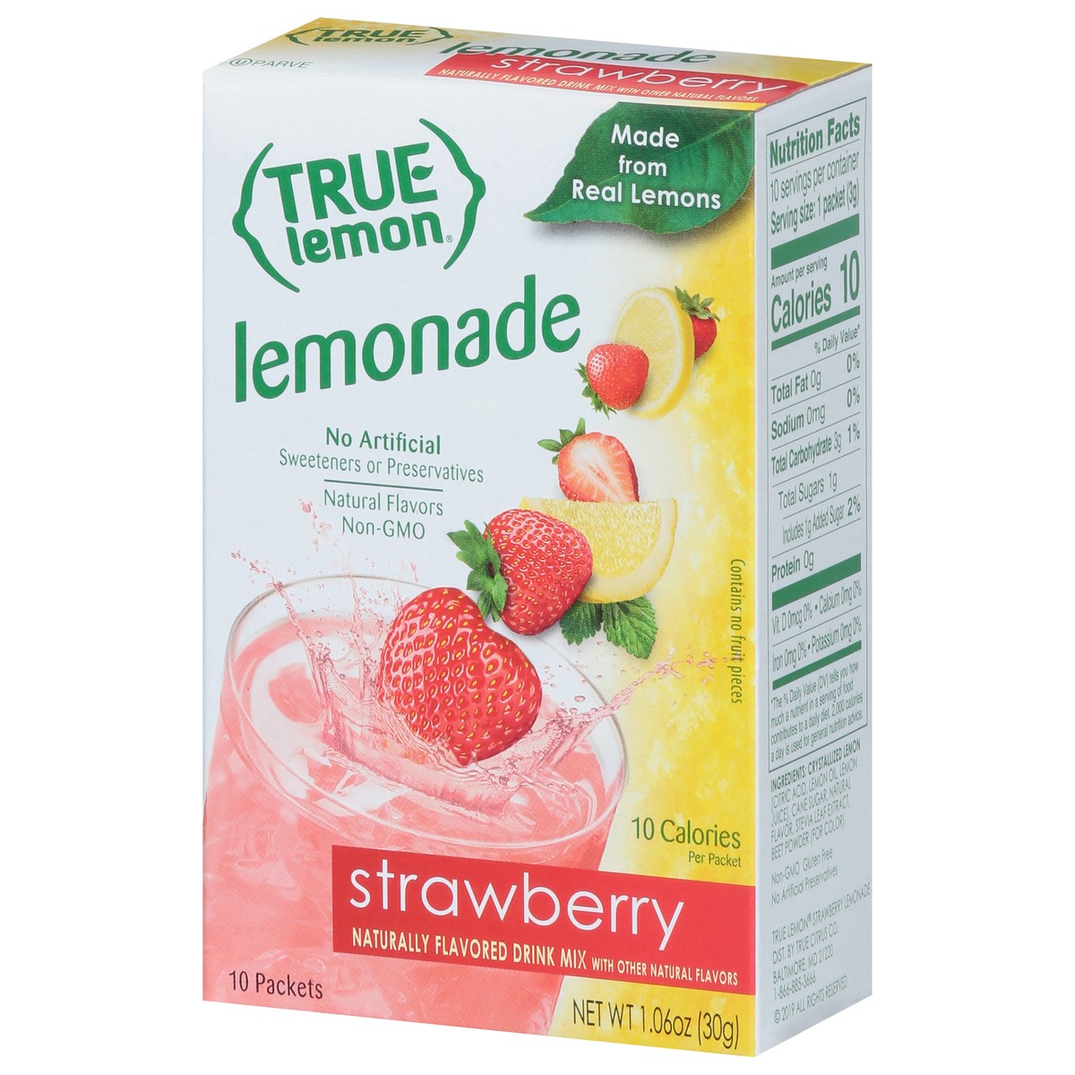 slide 5 of 9, True Lemon Packets Lemonade Strawberry Drink Mix 10 ea, 10 ct