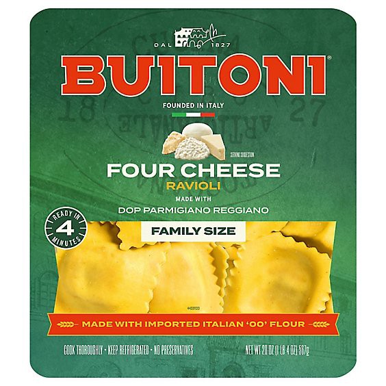 slide 1 of 1, Buitoni Refrigerated Four Cheese Ravioli Pasta Family Size - 20 Oz, 20 oz