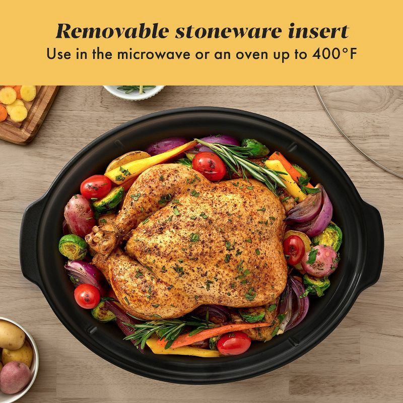 slide 6 of 7, Crock-Pot 7qt Manual Slow Cooker Stainless Steel: Original Slow Cooker, Removable Stoneware, Stay-Cool Handles, 270W, 7 qt