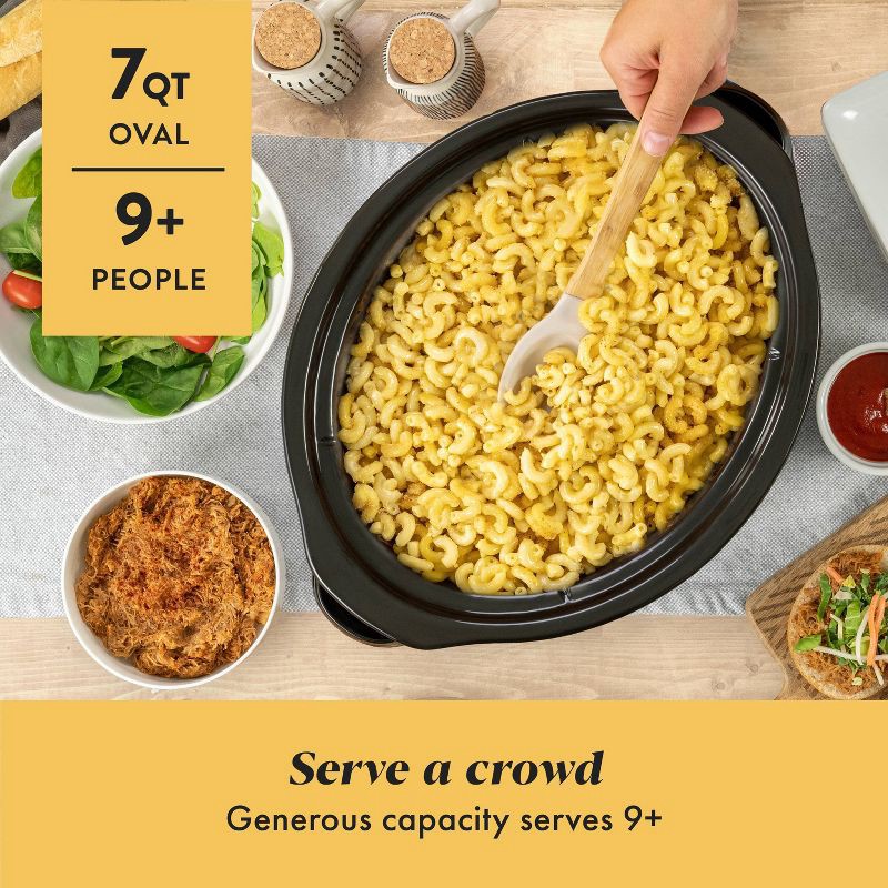 slide 7 of 7, Crock-Pot 7qt Manual Slow Cooker Stainless Steel: Original Slow Cooker, Removable Stoneware, Stay-Cool Handles, 270W, 7 qt