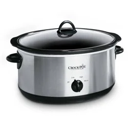 Crock-Pot 7qt Manual Slow Cooker Stainless Steel: Original Slow Cooker, Removable Stoneware, Stay-Cool Handles, 270W