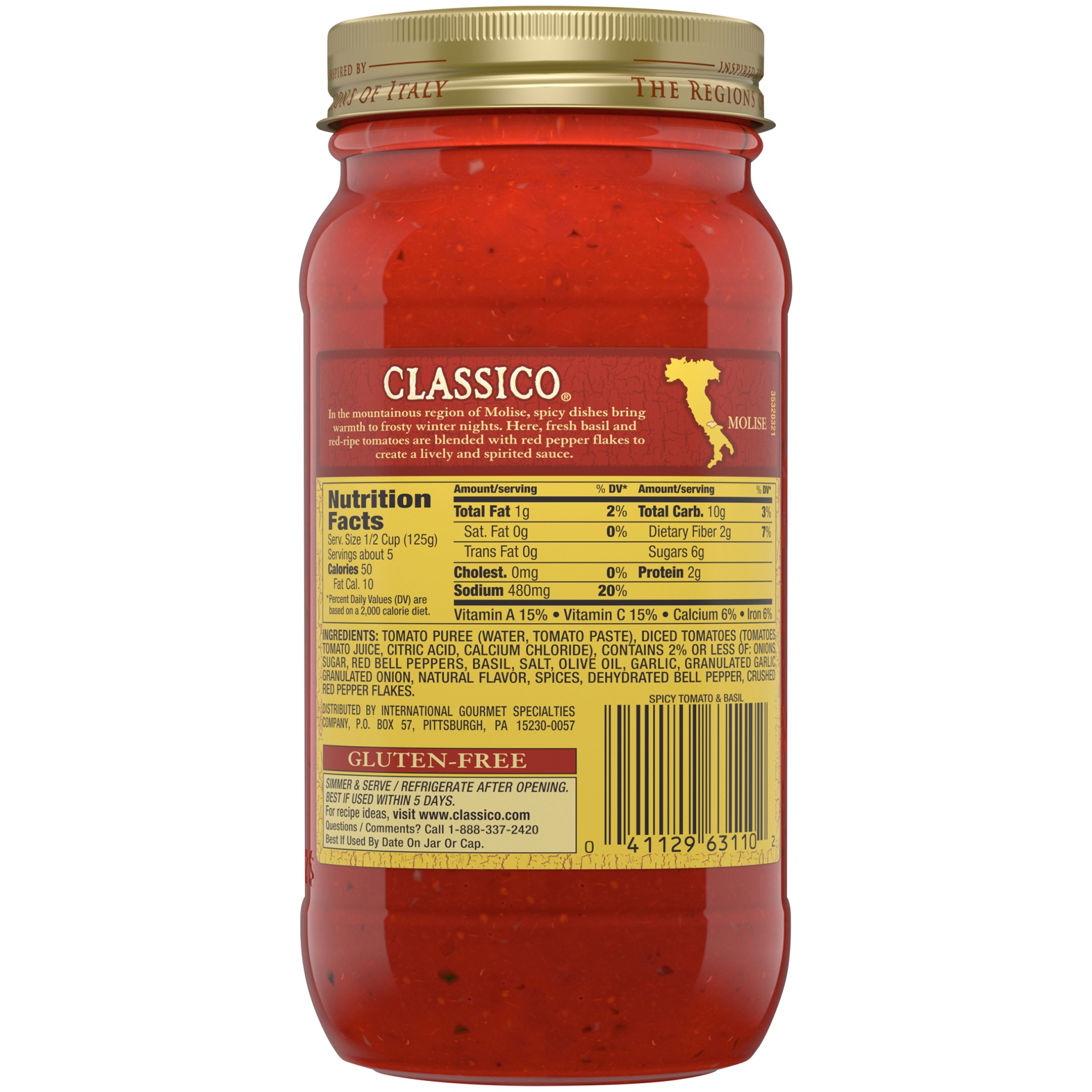 slide 3 of 7, Classico Spicy Tomato & Basil Pasta Sauce, 24 oz. Jar, 24 oz